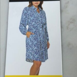 Well Worn Blue and White Shirt Dress size S